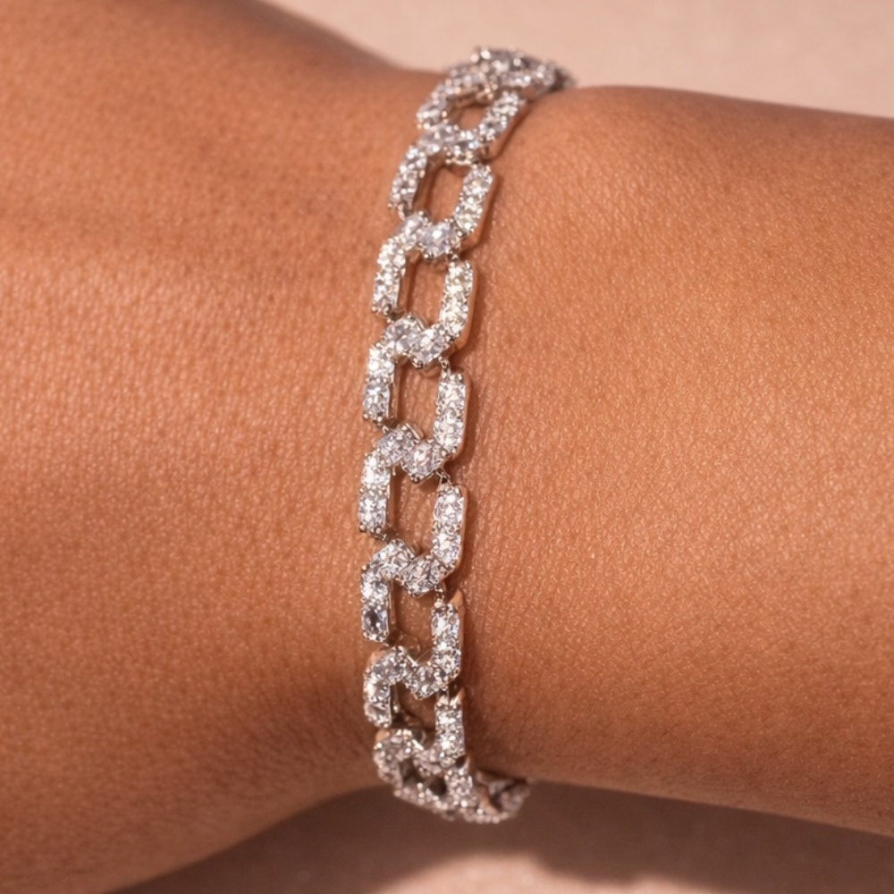 100 % 925 Sterling Silver Cuban Link Bracelet